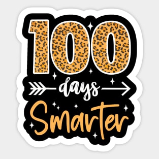 Leopard 100Th Day Of School Teacher Kids 100 Days Smarter Sticker
